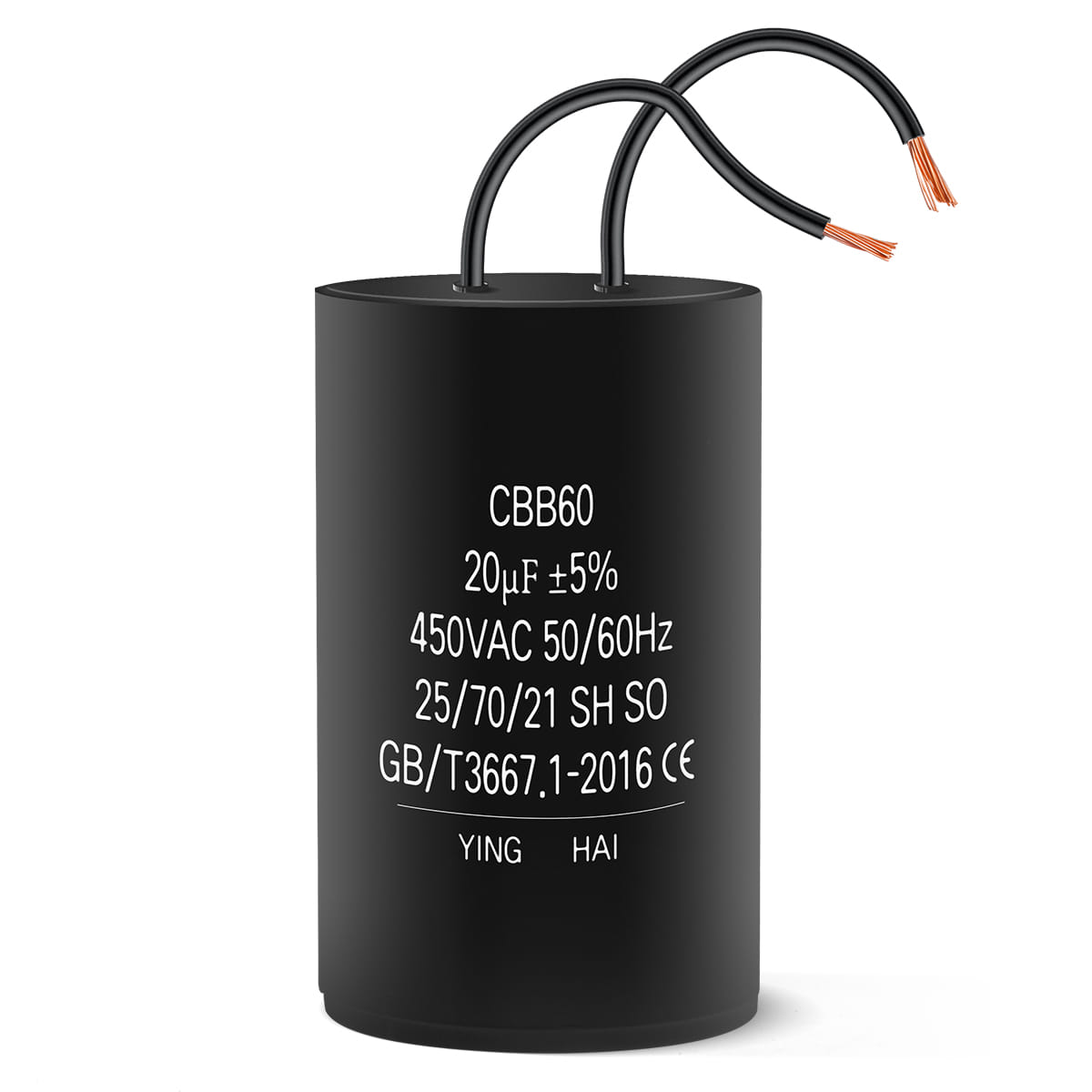 คาปาซิเตอร์ปั๊มลมออยฟรี DELTON CBB60 20 ΜF 450 VAC ขั้วเปลือย รุ่น CP-1175_1
